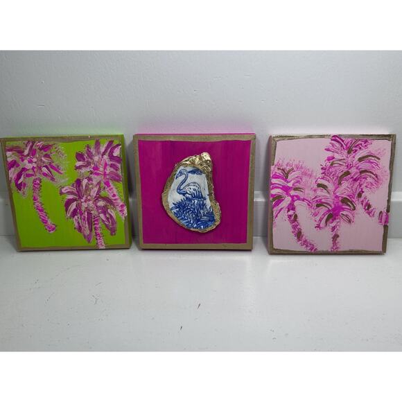 Lilly Inspired Crab Art Decor Blue Hand Painted Wall Art 5 x 5 Block Preppy - Picture 9 of 10